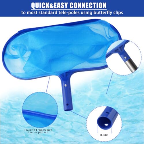 HASTHIP® Swimming Pool Cleaning Net Long Handle 44cm-105cm Retractable for Home Heavy Duty Deep Leaf Skimmer Pool Leaf Skim Net Debris 3 PCS HASTHIP® Swimming Pool Cleaning Net Long Handle 44cm-105cm Retractable for Home Heavy Duty Deep Leaf Skimmer Pool Leaf Skim Net Debris 3 PCS